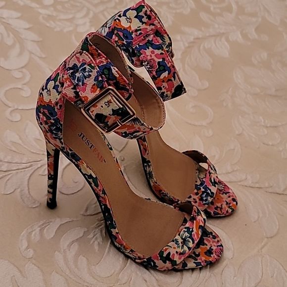 JustFab Lotus Floral High Heel Sandals - Picture 8 of 16